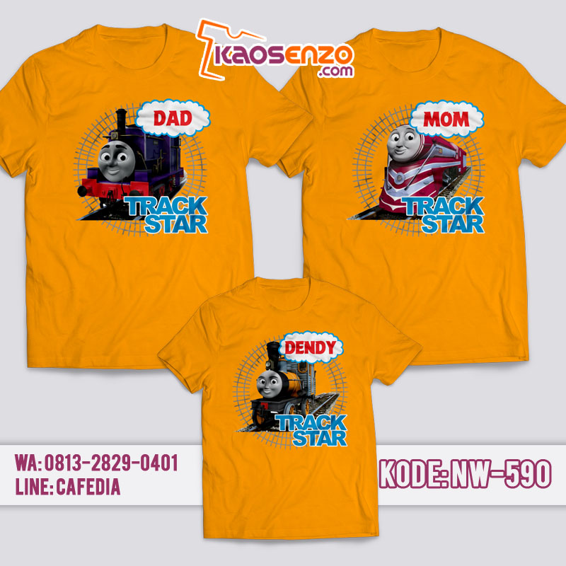 Baju Kaos Couple Keluarga | Kaos Family Custom | Kaos Kereta Thomas | Kaos Thomas Keren - NW 590