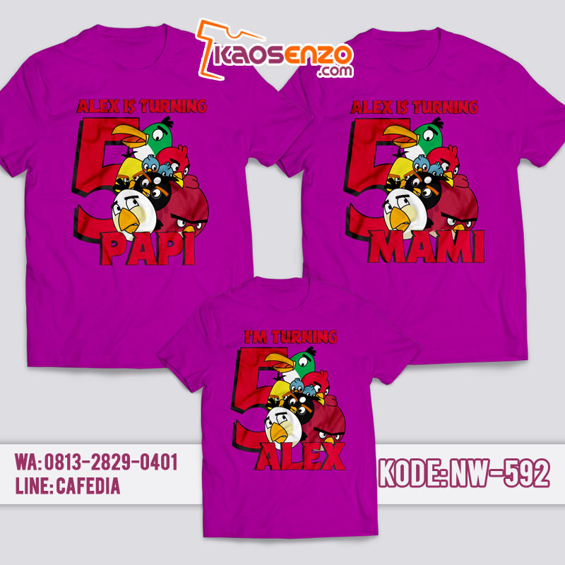 Kaos Couple Keluarga | Kaos Ulang Tahun Anak Angry Bird - NW 592