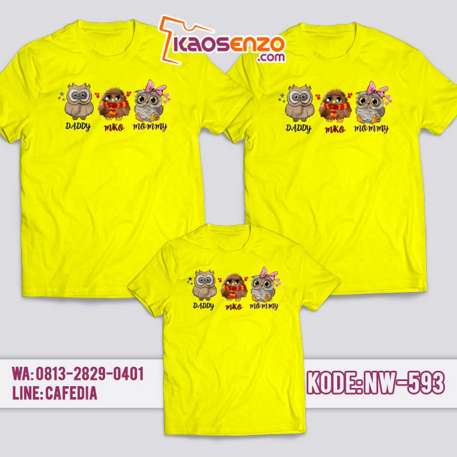 Baju Kaos Couple Keluarga | Kaos Family Custom Owl - NW 593