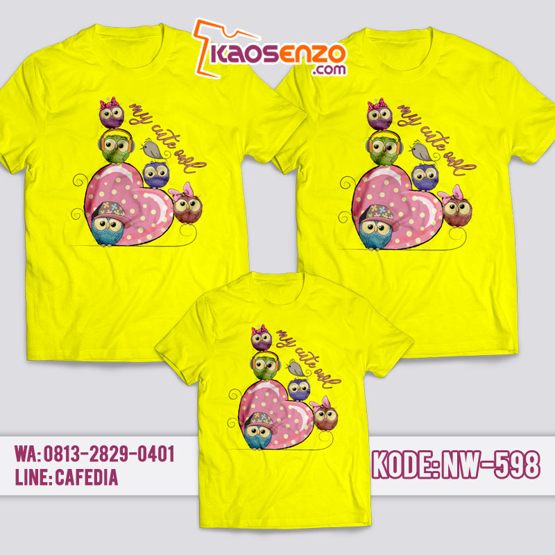 Baju Kaos Couple Keluarga | Kaos Family Custom Owl - NW 598