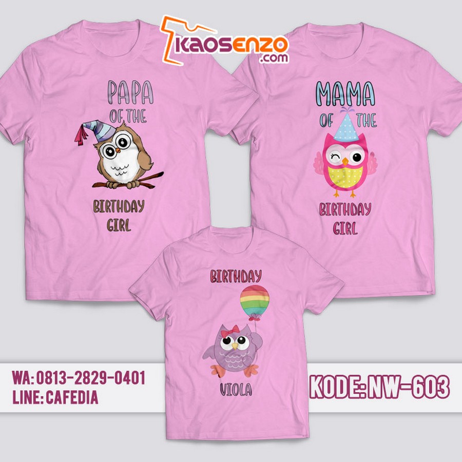 Kaos Couple Keluarga | Kaos Ulang Tahun Anak Owl - NW 603