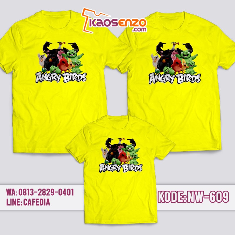 Baju Kaos Couple Keluarga | Kaos Family Custom Angry Bird - NW 609