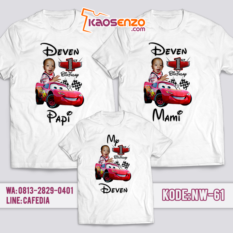 Baju Couple Keluarga | Baju Kaos Ultah Motif Cars