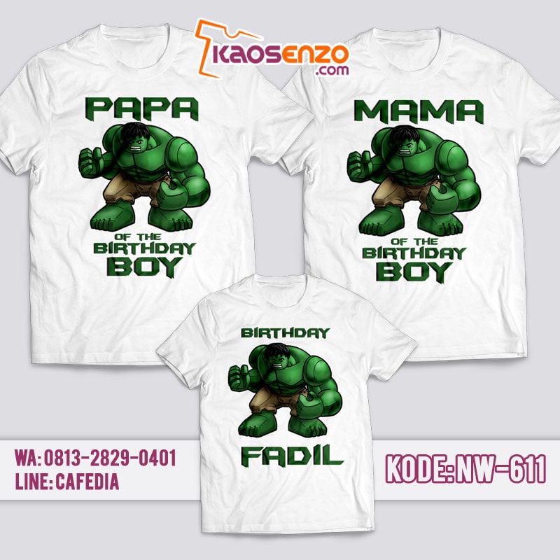 Kaos Couple Keluarga | Kaos Ulang Tahun Anak Superhero Hulk - NW 611