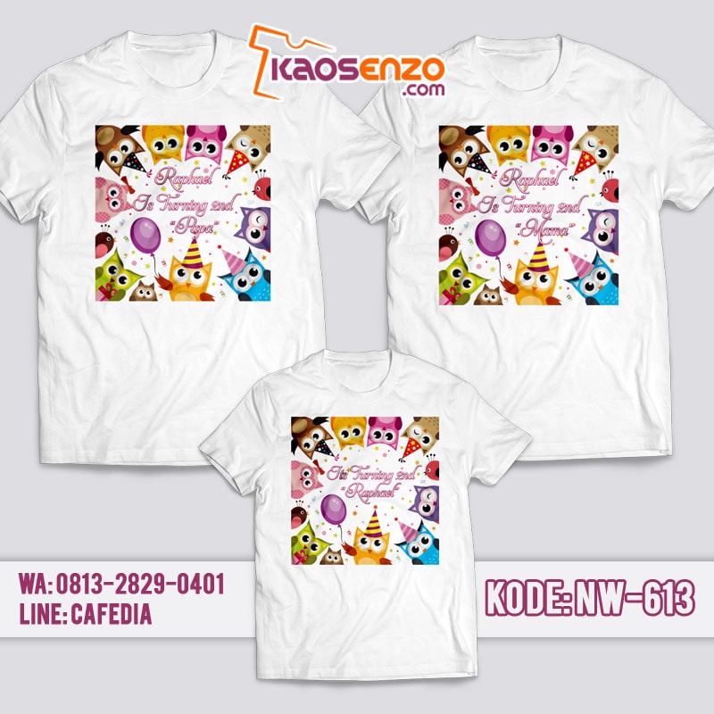 Kaos Couple Keluarga | Kaos Ulang Tahun Anak Owl - NW 613