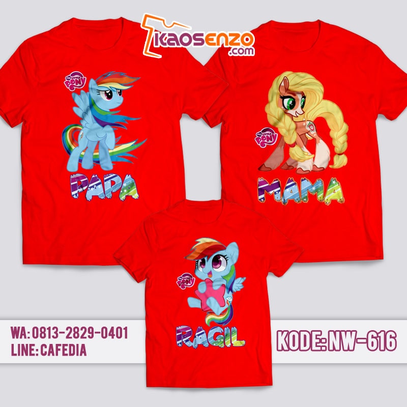 Baju Kaos Couple Keluarga | Kaos Family Custom Little Pony - NW 616