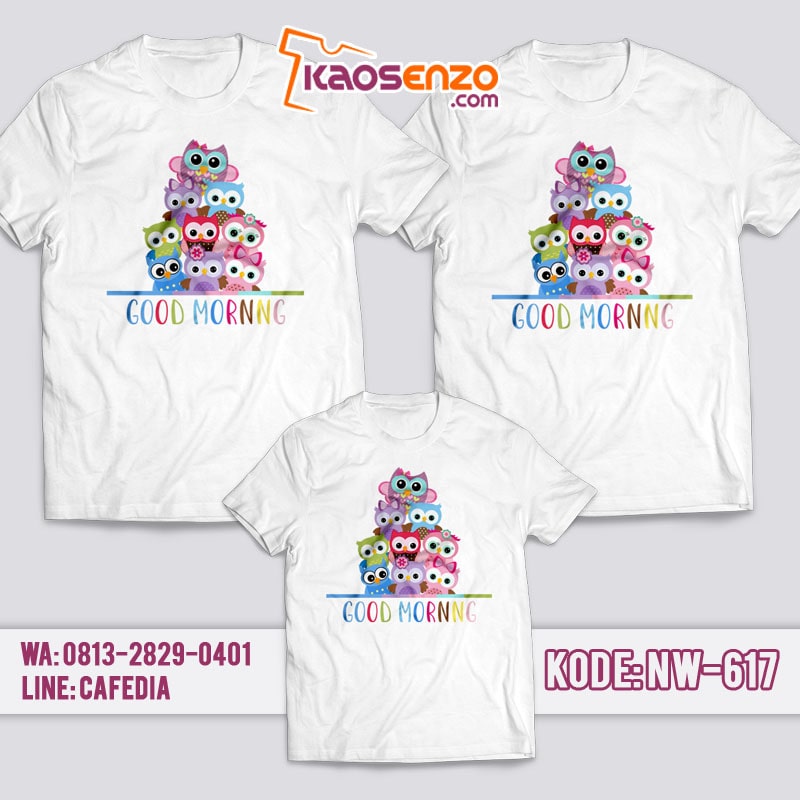 Baju Kaos Couple Keluarga | Kaos Family Custom Owl - NW 617