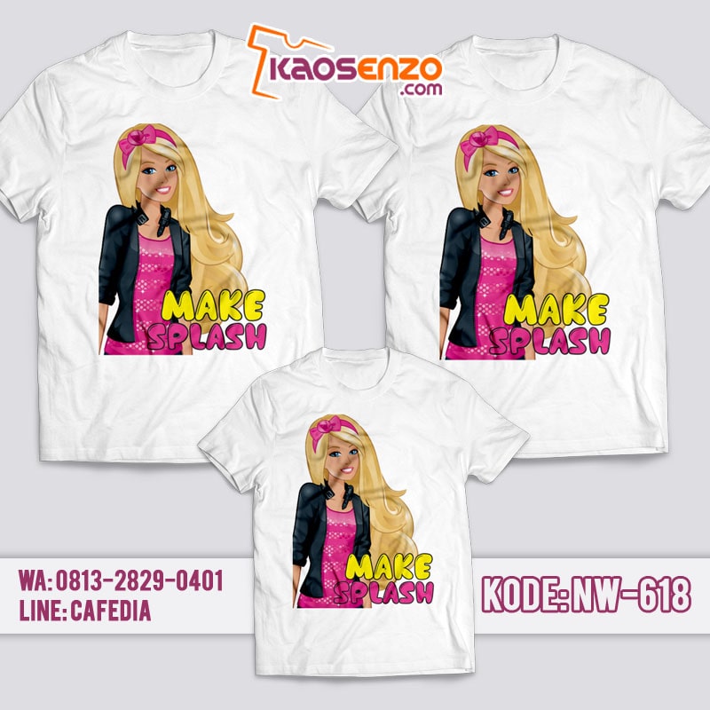 Baju Kaos Couple Keluarga | Kaos Family Custom Princess Barbie - NW 618