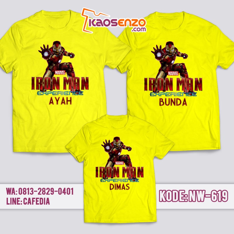 Baju Kaos Couple Keluarga | Kaos Family Custom Iron Man - NW 619 