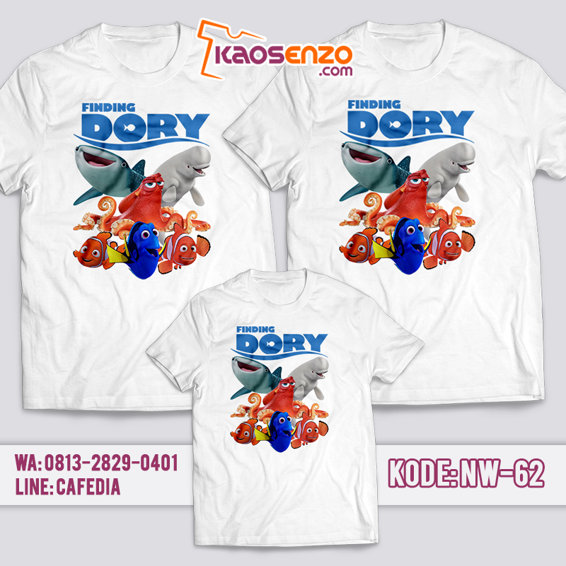 Baju Couple Keluarga | Baju Kaos Ultah Motif Finding Dory