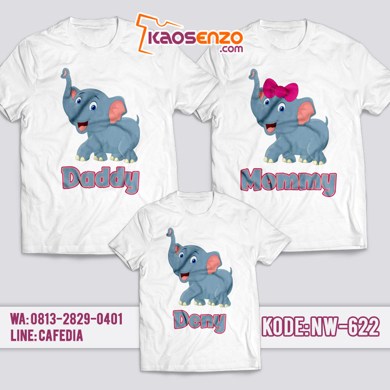 Baju Kaos Couple Keluarga | Kaos Family Custom Elephant - NW 622