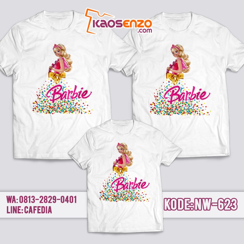 Baju Kaos Couple Keluarga | Kaos Family Custom Princess Barbie - NW 623