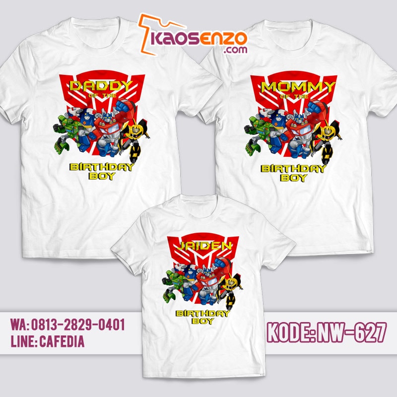 Kaos Couple Keluarga | Kaos Ulang Tahun Anak Transformers - NW 627