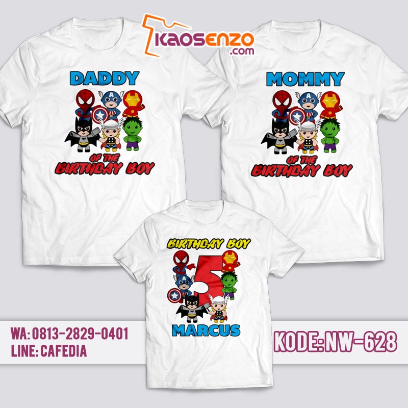 Kaos Couple Keluarga | Kaos Family Ulang Tahun Anak | Kaos Avengers - NW 628