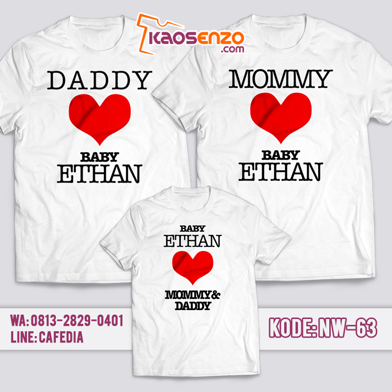 Baju Couple Keluarga | Baju Kaos Ultah Motif Love