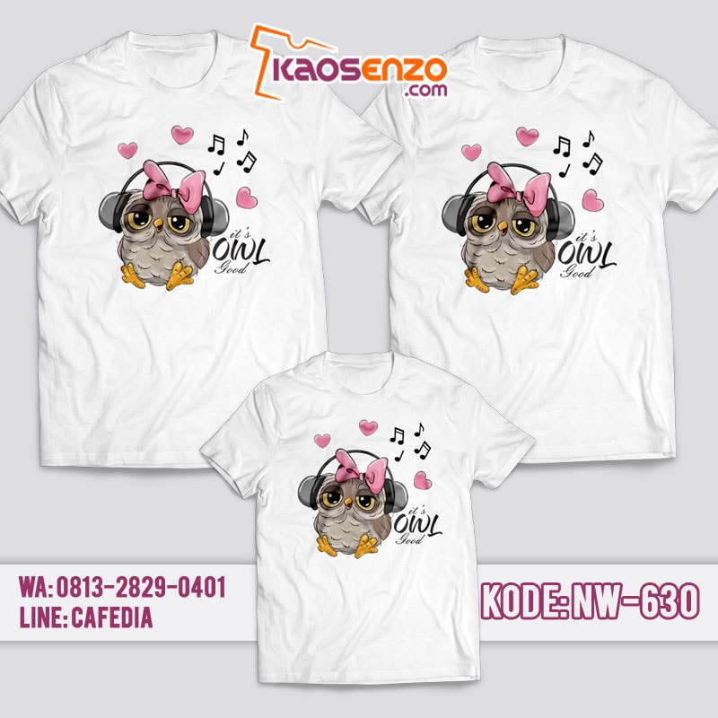 Baju Kaos Couple Keluarga | Kaos Family Custom Owl - NW 630