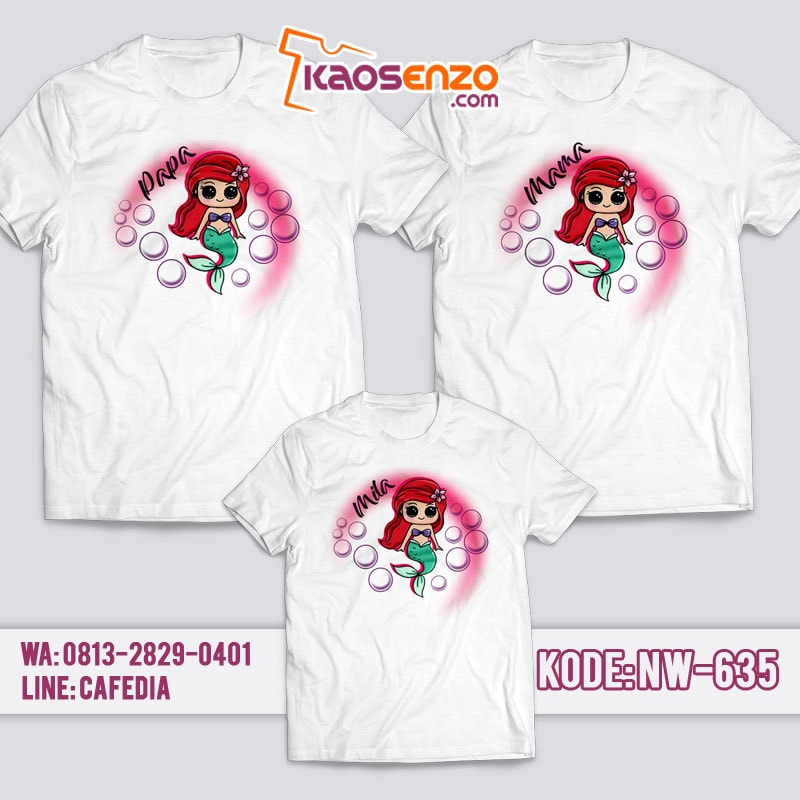 Baju Kaos Couple Keluarga | Kaos Family Custom Princess Ariel - NW 635