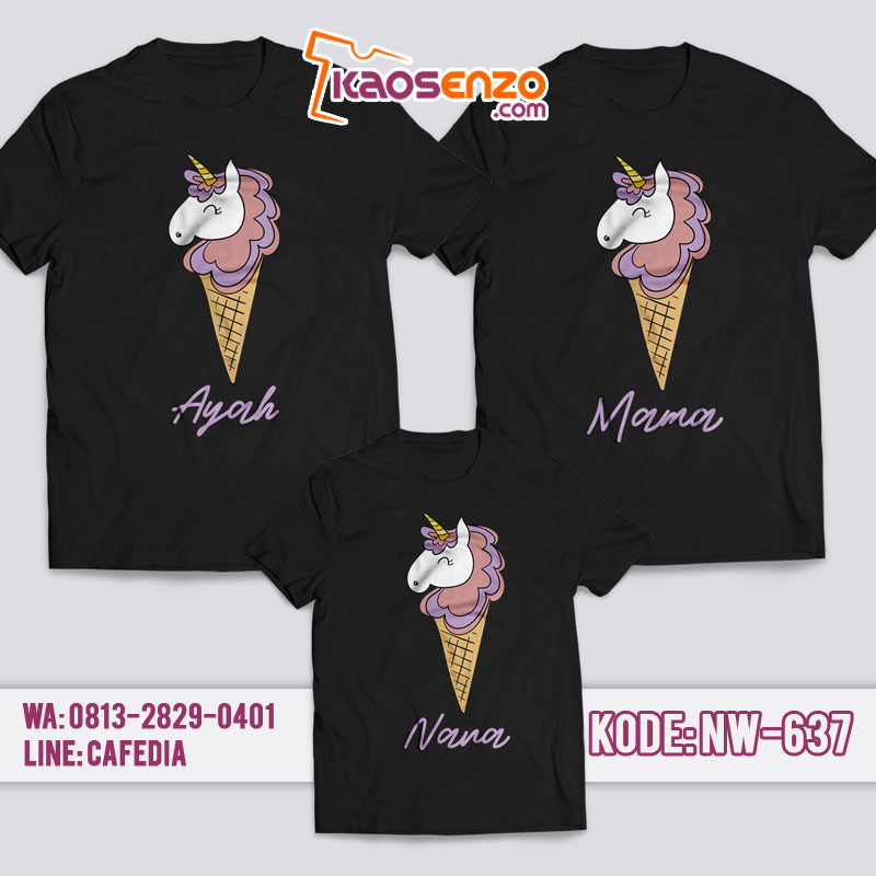 Baju Kaos Couple Keluarga | Kaos Family Custom Unicorn - NW 637