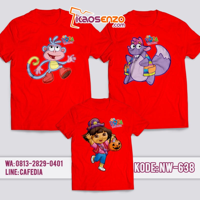 Baju Kaos Couple Keluarga | Kaos Family Custom Dora The Explorer - NW 638