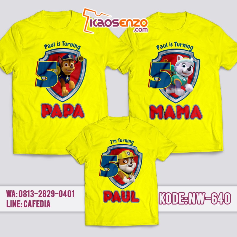 Kaos Couple Keluarga | Kaos Ulang Tahun Anak Paw Patrol - NW 640