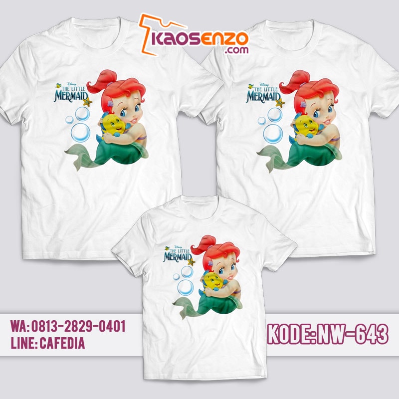 Baju Kaos Couple Keluarga | Kaos Family Custom Princess Ariel - NW 643