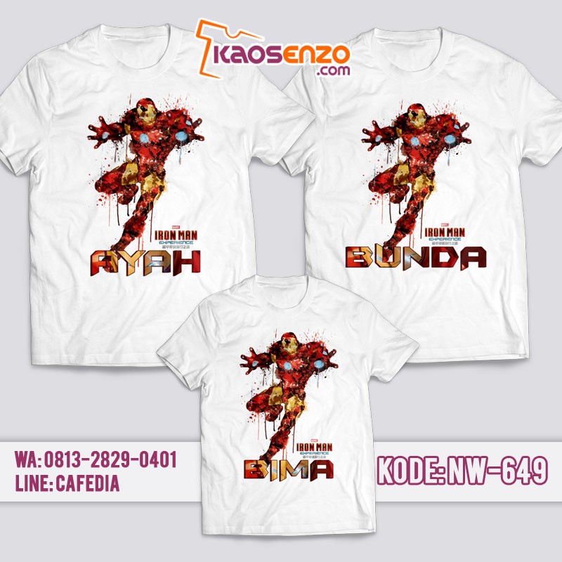 Baju Kaos Couple Keluarga | Kaos Family Custom Iron Man - NW 649