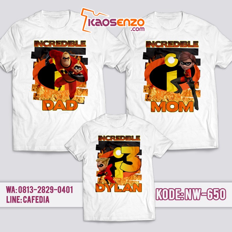 Kaos Couple Keluarga | Kaos Ulang Tahun Anak The Incredibles - NW 650