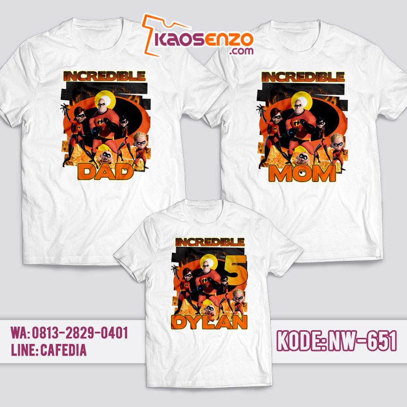 Kaos Couple Keluarga | Kaos Ulang Tahun Anak The Incredibles - NW 651