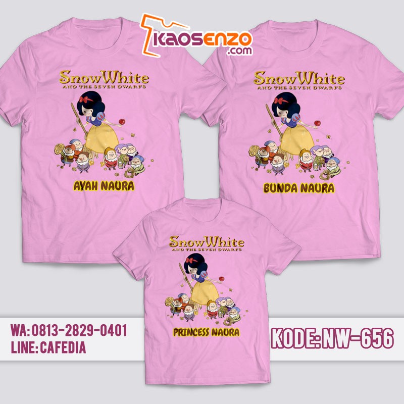 Baju Kaos Couple Keluarga | Kaos Family Custom Princess Snow White - NW 656