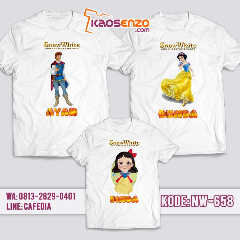 Baju Kaos Couple Keluarga | Kaos Family Custom Princess Snow White - NW 658