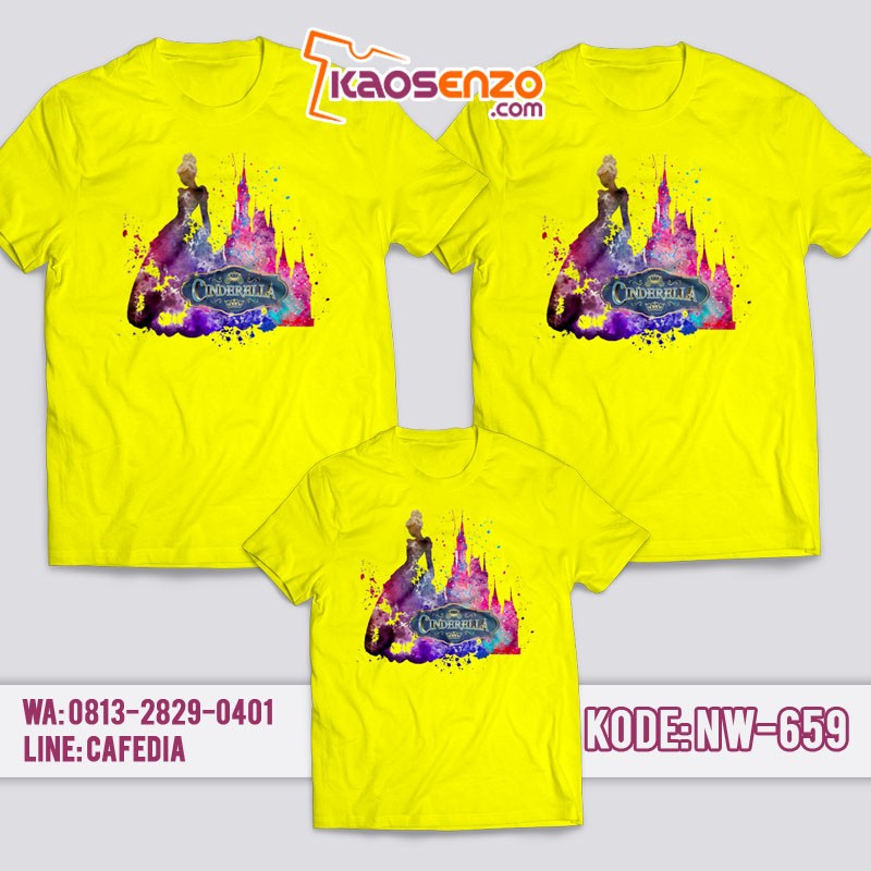 Baju Kaos Couple Keluarga | Kaos Family Custom Princess Cinderella - NW 659