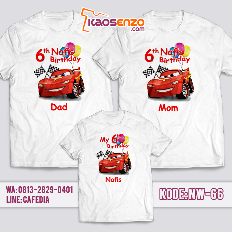 Baju Kaos Couple Keluarga | Baju Kaos Ultah Motif Cars