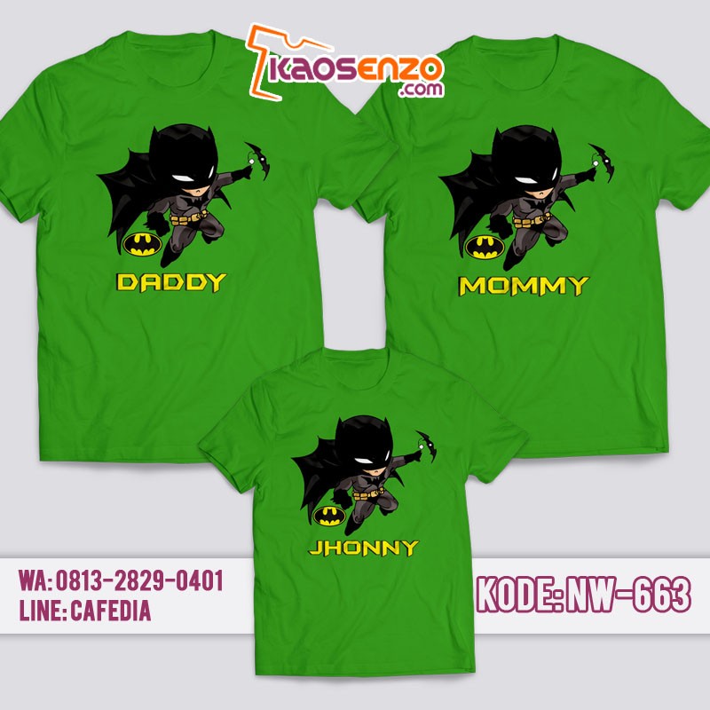 Baju Kaos Couple Keluarga | Kaos Family Custom Batman - NW 663