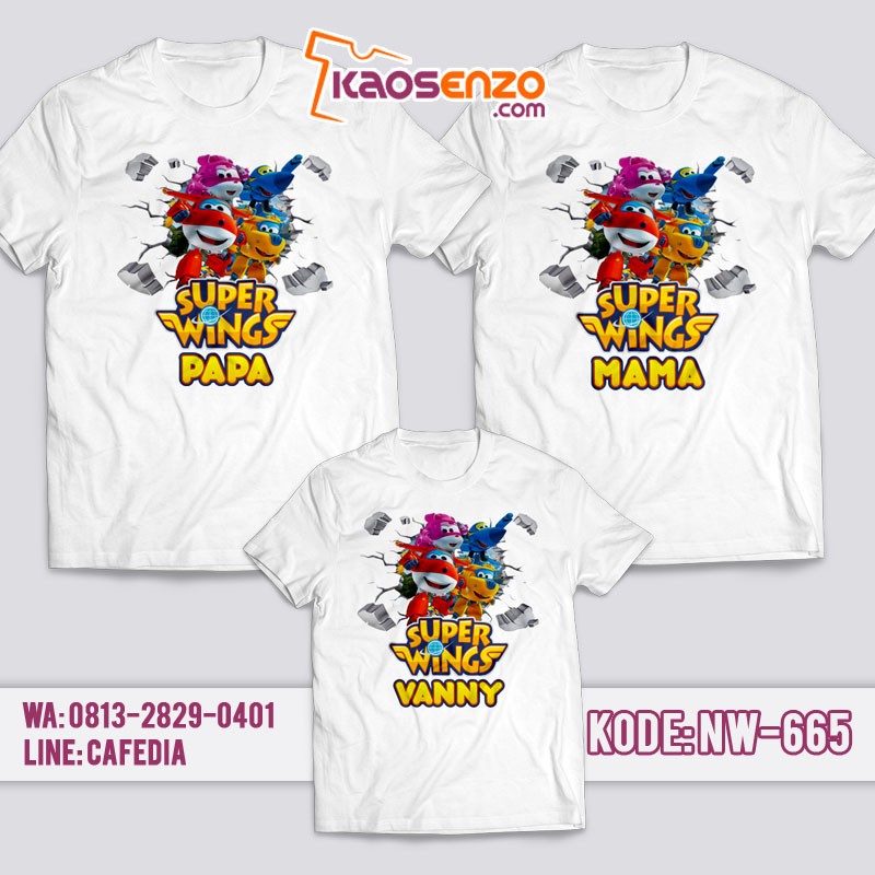 Baju Kaos Couple Keluarga | Kaos Family Custom Super Wings - NW 665