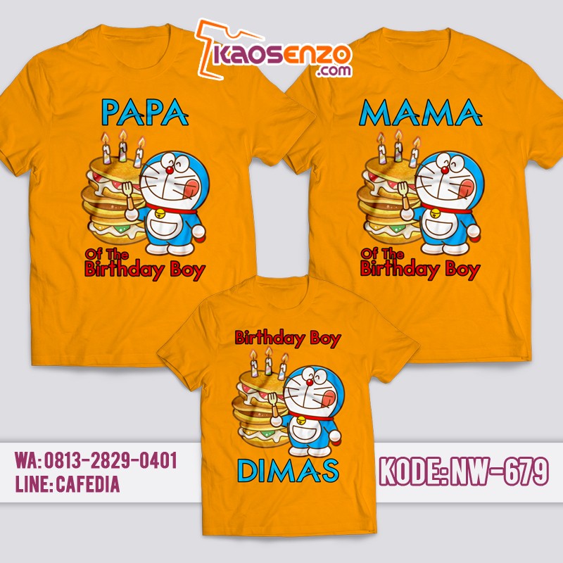 Kaos Couple Keluarga | Kaos Ulang Tahun Anak Doraemon - NW 679