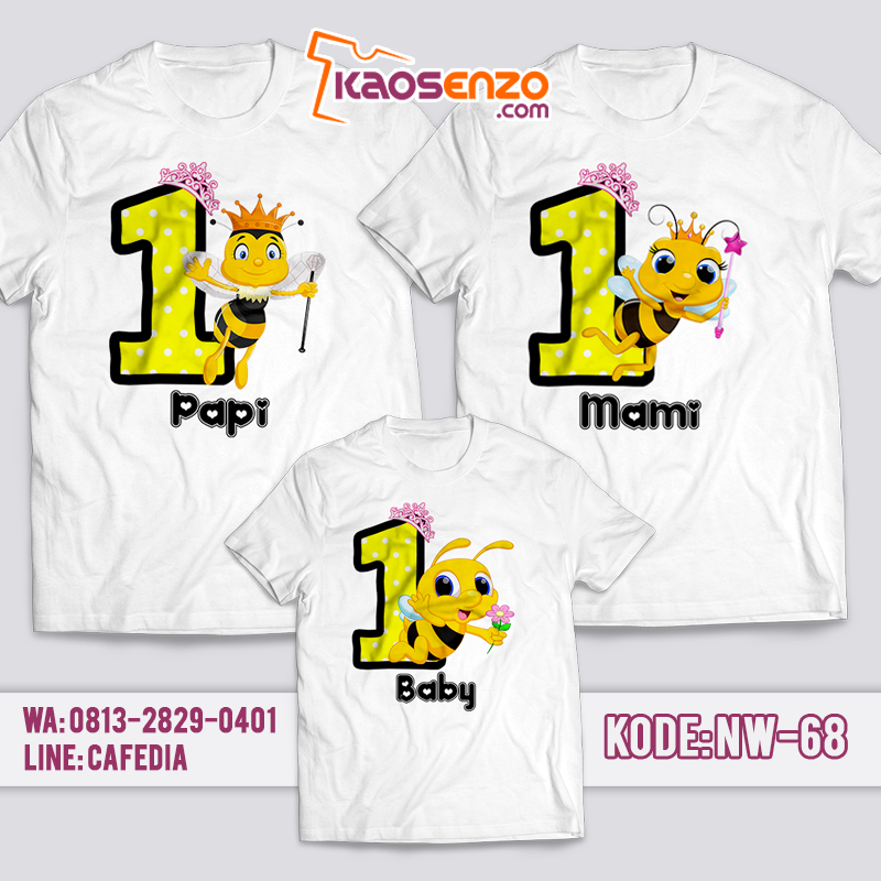 Baju Kaos Couple Keluarga | Baju Kaos Ultah Motif Bee