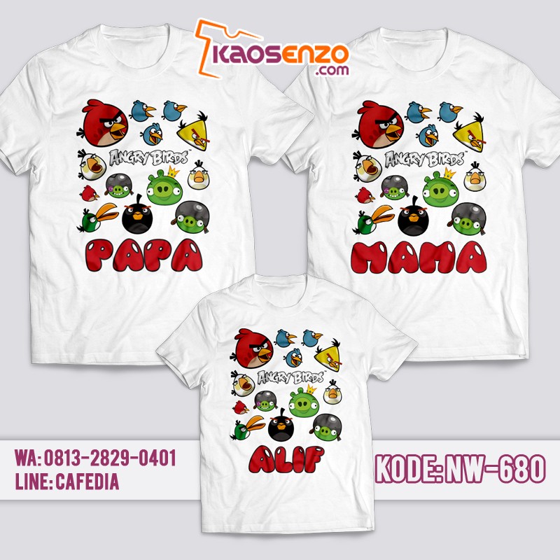 Baju Kaos Couple Keluarga | Kaos Family Custom Angry Bird - NW 680