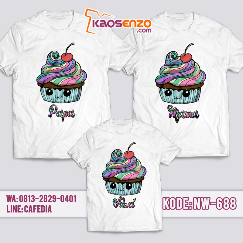 Baju Kaos Couple Keluarga | Kaos Family Custom Cup Cake - NW 688