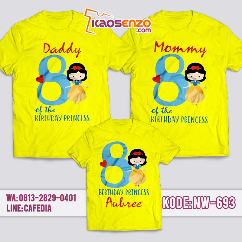 Kaos Couple Keluarga | Kaos Ulang Tahun Anak Princess Snow White - NW 693