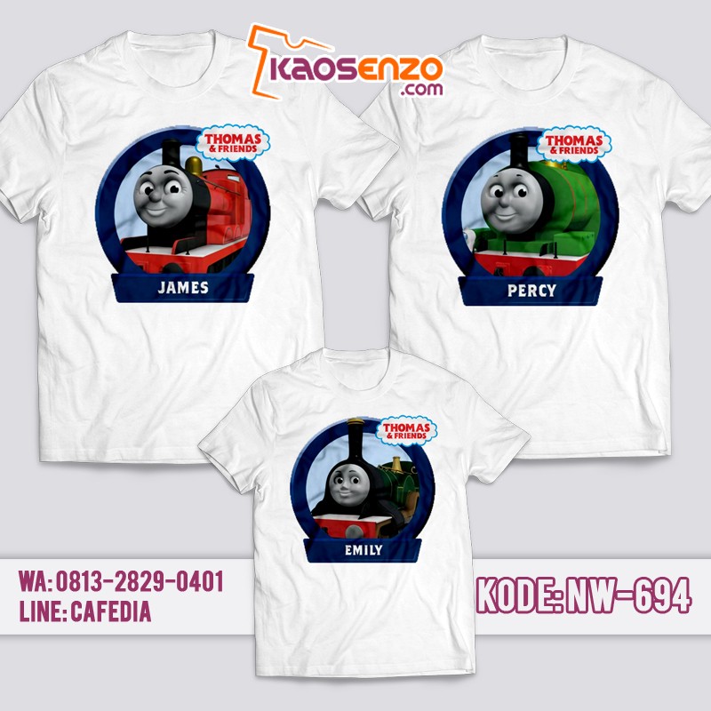 Baju Kaos Couple Keluarga | Kaos Family Custom | Kaos Kereta Thomas | Kaos Thomas Lucu - NW 694