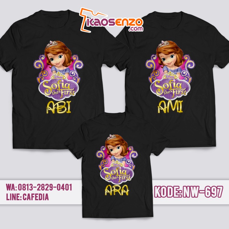 Baju Kaos Couple Keluarga | Kaos Family Custom | Kaos Princess | Kaos Sofia - NW 697