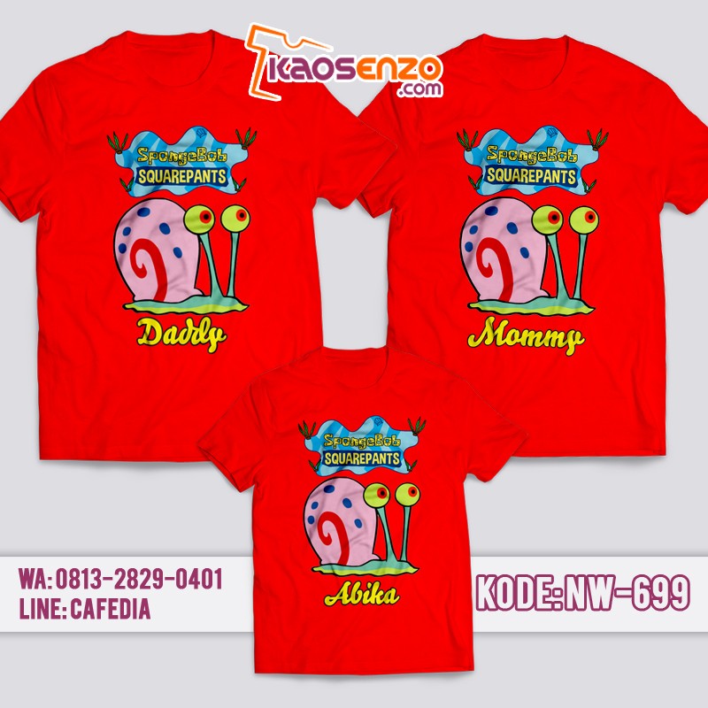 Baju Kaos Couple Keluarga | Kaos Family Custom Spongebob - NW 699