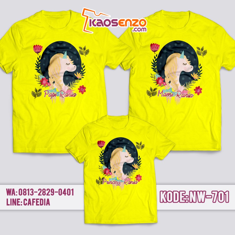 Baju Kaos Couple Keluarga | Kaos Family Custom Unicorn - NW 701