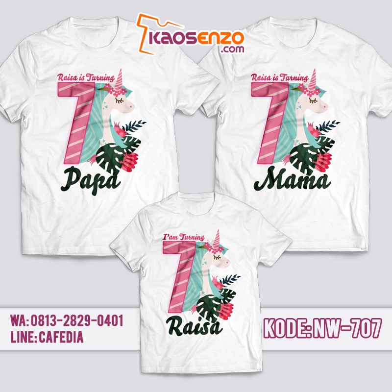 Kaos Couple Keluarga | Kaos Ulang Tahun Anak Unicorn - NW 707