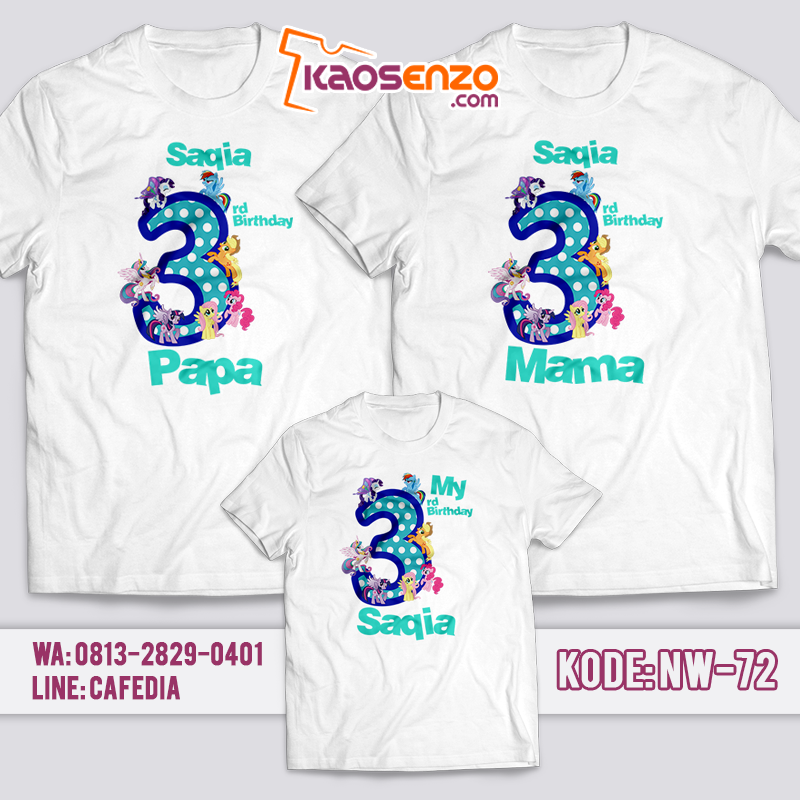 Baju Kaos Couple Keluarga | Baju Kaos Ultah Motif Little Pony