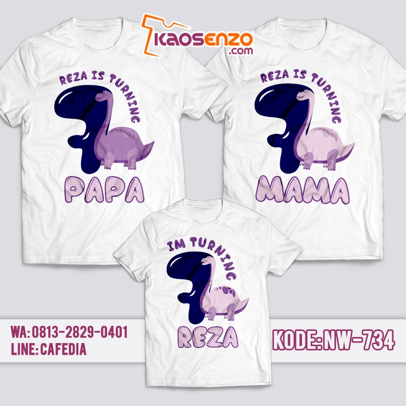 Kaos Couple Keluarga | Kaos Ulang Tahun Anak Dinosaurus - NW 734