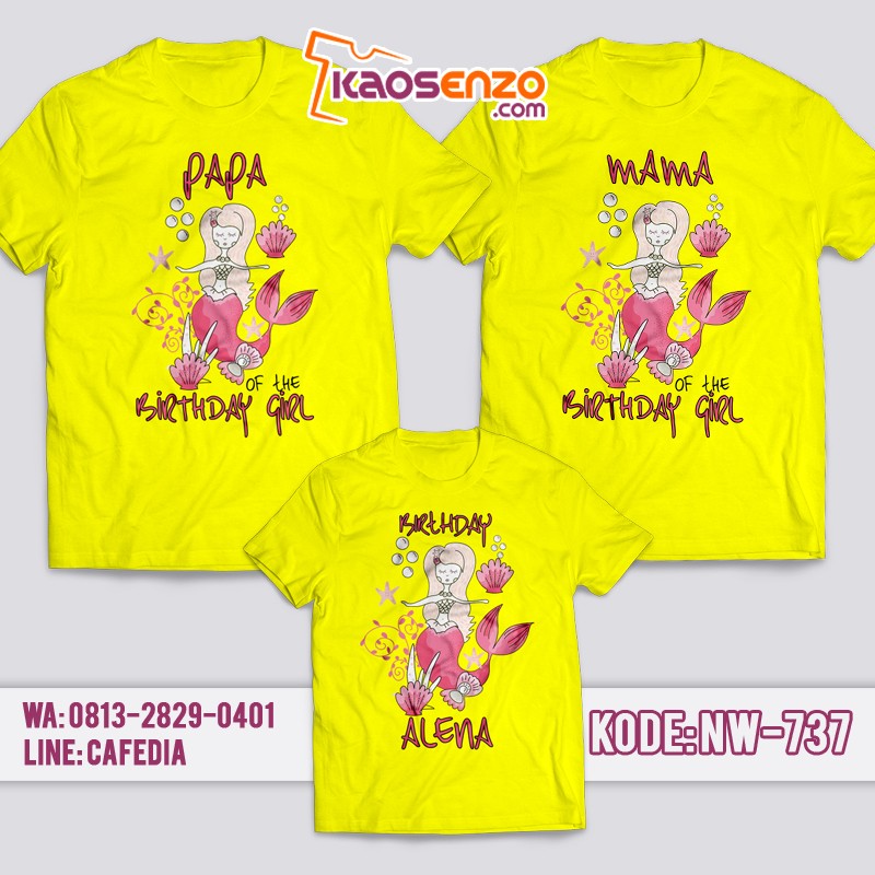 Kaos Couple Keluarga | Kaos Ulang Tahun Anak Princess Ariel - NW 737