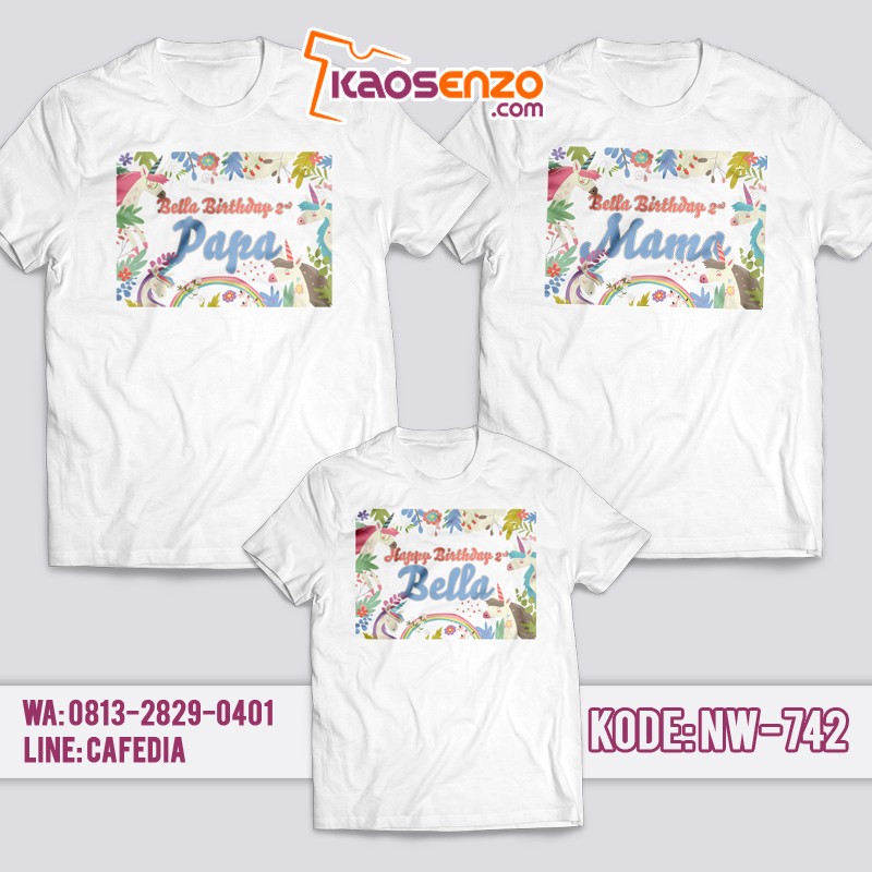 Kaos Couple Keluarga | Kaos Ulang Tahun Anak Unicorn - NW 742