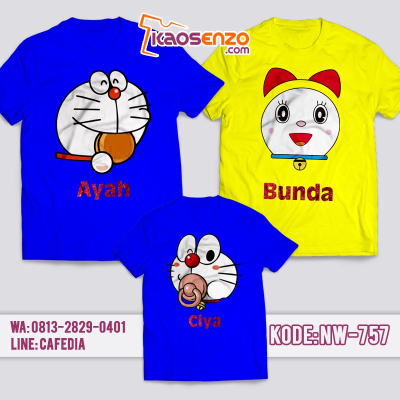 Baju Kaos Couple Keluarga | Kaos Family Custom | Kaos Doraemon - NW 757