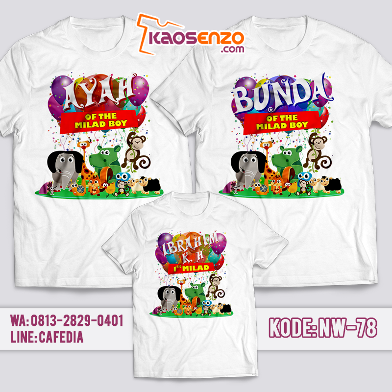 Baju Kaos Couple Keluarga | Kaos Zoo Binatang Anak | Baju Kaos Ultah Motif Zoo